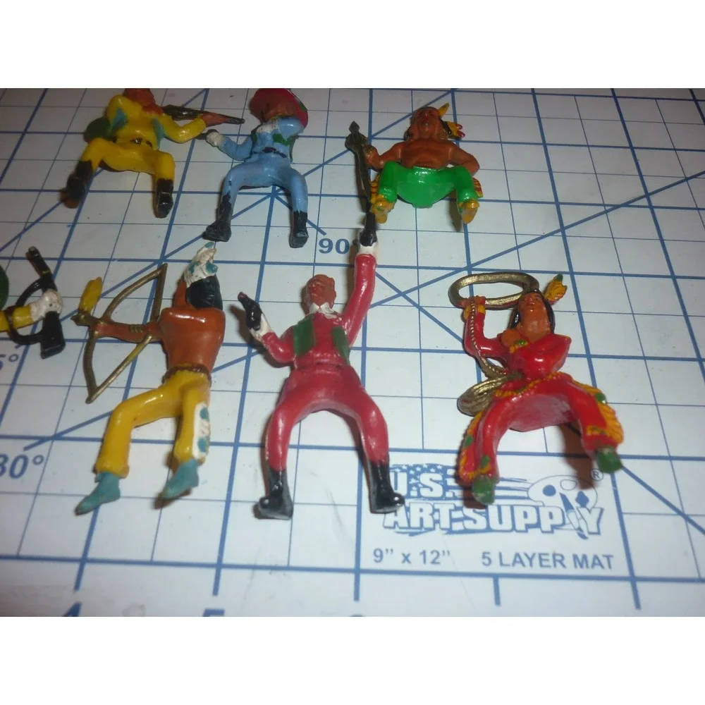 Starlux France Plastic Rider Figures Lot 7 Cowboys Native Americans Vintage 3